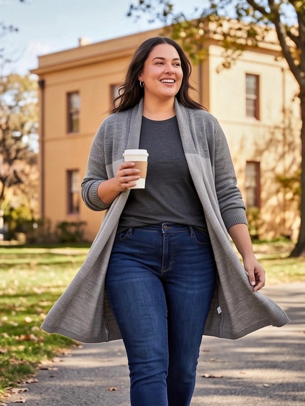 Hampshire Colorblock Open Cardigan Gray Cardigan
